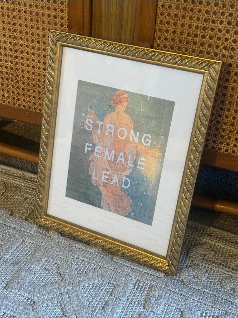 Original Custom strong female lead vintage gold ornate framed wall art 11x14”